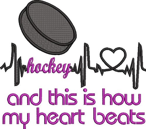 Hockey Heartbeat Machine Embroidery Design