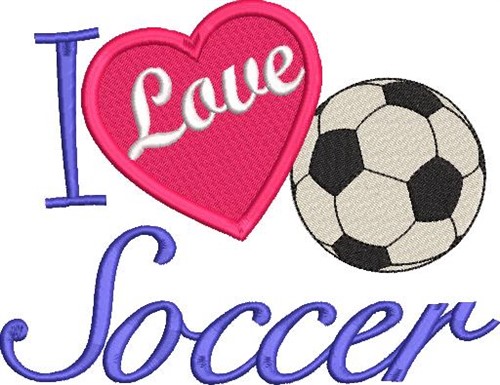I Love Soccer Machine Embroidery Design