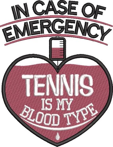 Tennis Emergency Machine Embroidery Design