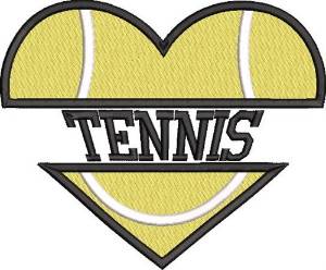 Picture of Tennis Heart Name Drop Machine Embroidery Design
