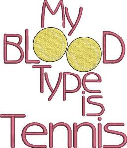 Picture of Tennis Blood Type Machine Embroidery Design