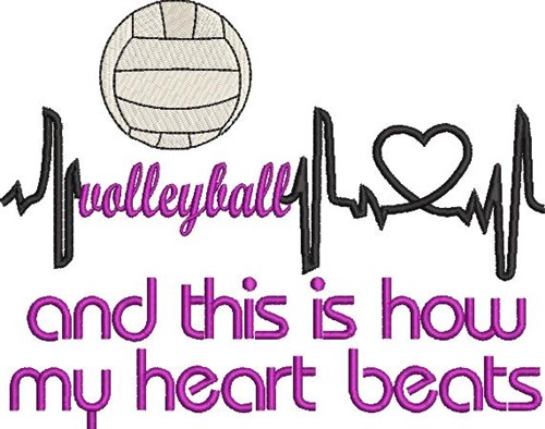 Volleyball Heartbeats Machine Embroidery Design