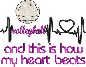 Picture of Volleyball Heartbeats Machine Embroidery Design
