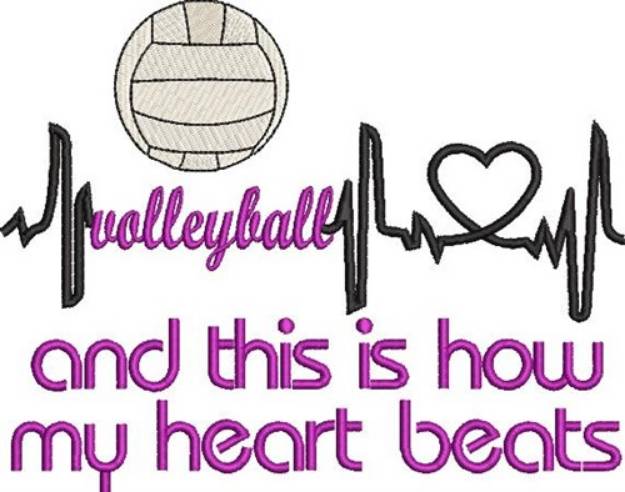 Picture of Volleyball Heartbeats Machine Embroidery Design