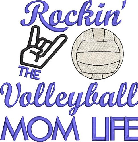Rockin Volleyball Mom Machine Embroidery Design