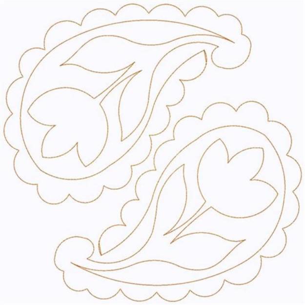 Picture of Paisley Tulips Continuous Stitch Machine Embroidery Design