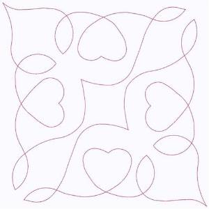 Picture of Hearts Block Continuous Stitch Machine Embroidery Design