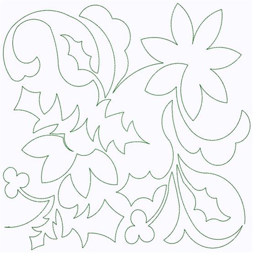 Outline Floral Continuous Stitch Machine Embroidery Design