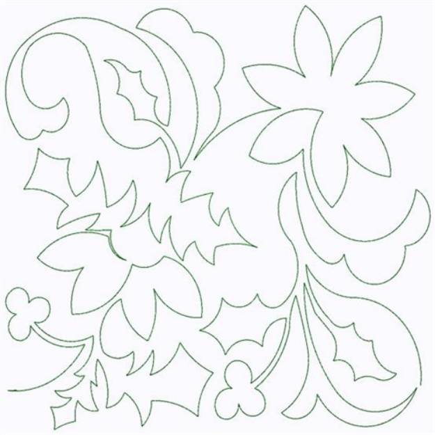 Picture of Outline Floral Continuous Stitch Machine Embroidery Design