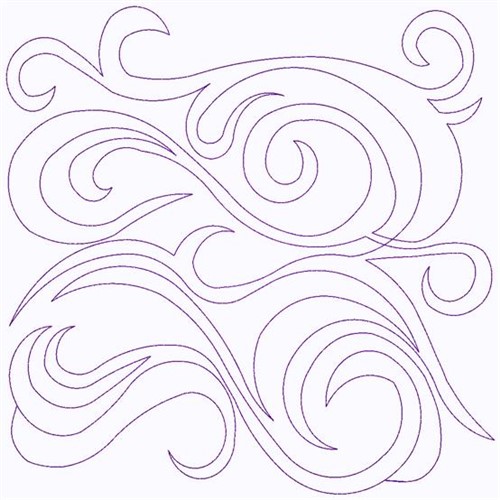 Swirly  Outline Continuous Stitch Machine Embroidery Design