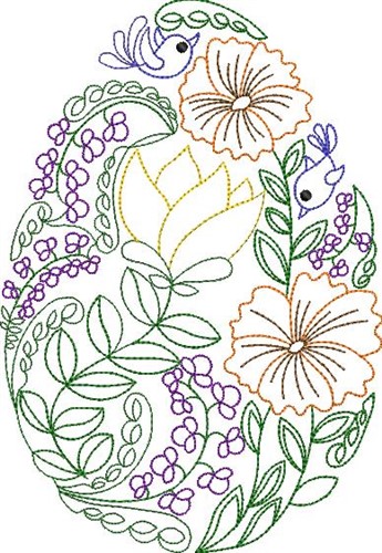 Floral Egg Machine Embroidery Design