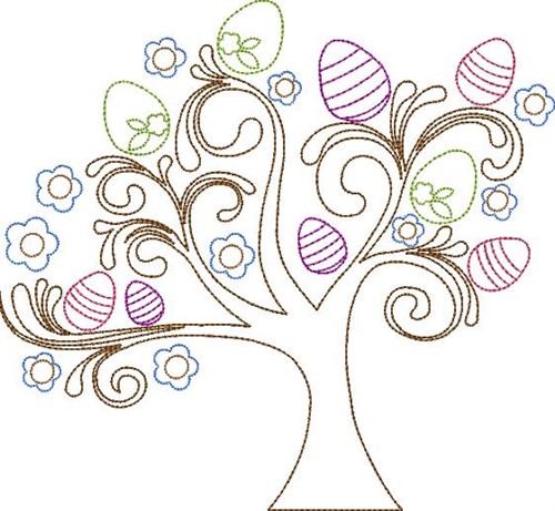 Egg Tree Machine Embroidery Design