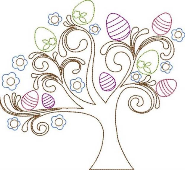 Picture of Egg Tree Machine Embroidery Design