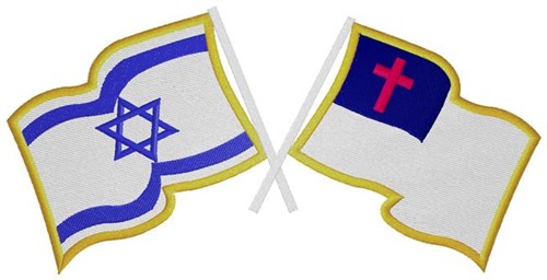 Israel & Christian Flags Machine Embroidery Design