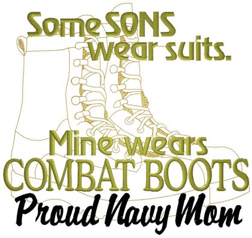 Combat Boots Navy Mom Machine Embroidery Design