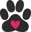 Picture of Heart Paw Machine Embroidery Design
