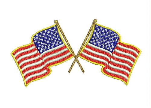 Crossed American Flags Machine Embroidery Design