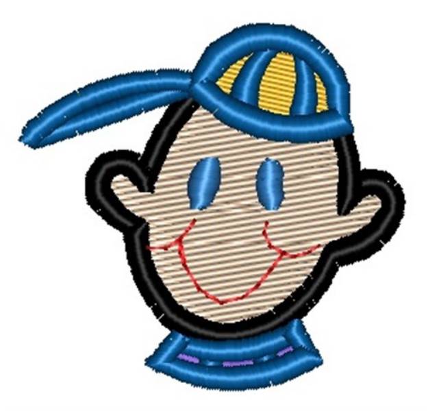 Picture of Stick Boy Face Filled Machine Embroidery Design