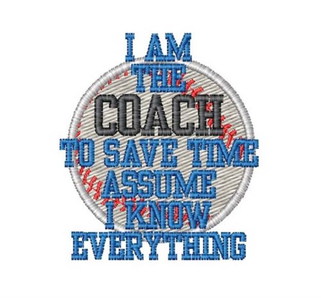 Picture of Baseball Coach Machine Embroidery Design