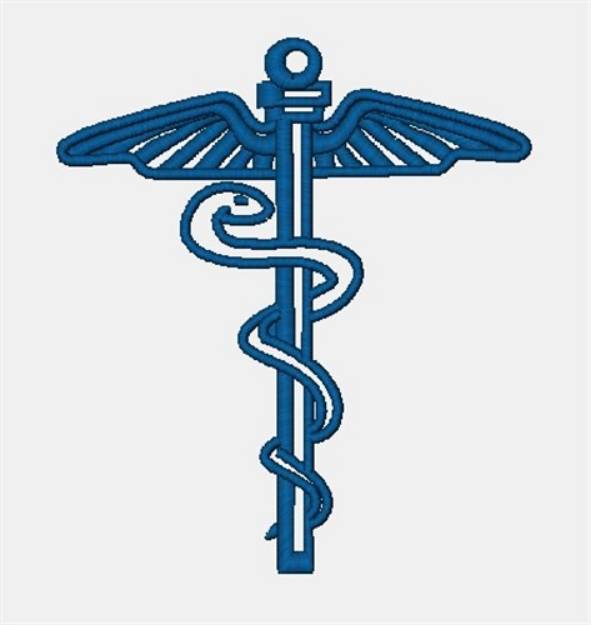 Picture of Single Snake Caduceus Machine Embroidery Design