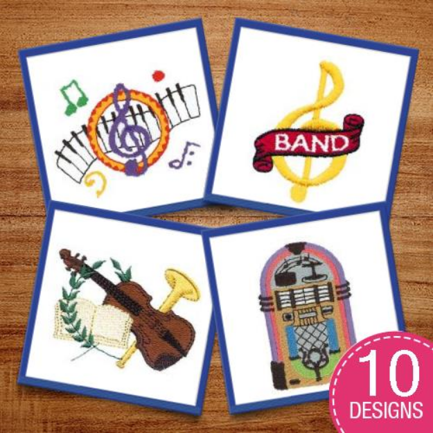 Picture of Music Embroidery Design Pack