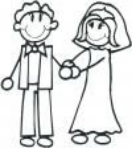 Picture of Bride & Groom Outline Machine Embroidery Design