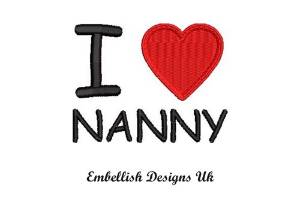 Picture of I Love Nanny Machine Embroidery Design