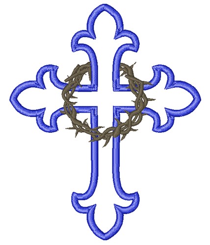 Outline Cross & Crown Machine Embroidery Design