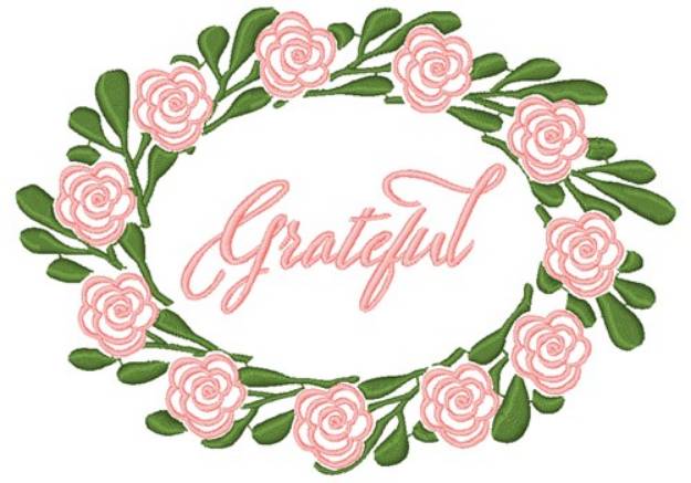Picture of Grateful Roses Wreath Machine Embroidery Design