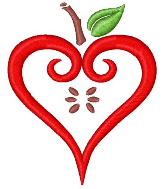 Picture of Teachers Apple Heart Machine Embroidery Design