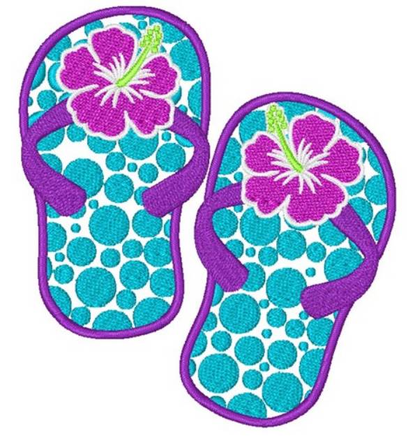 Picture of Hibiscus Flip Flops Machine Embroidery Design