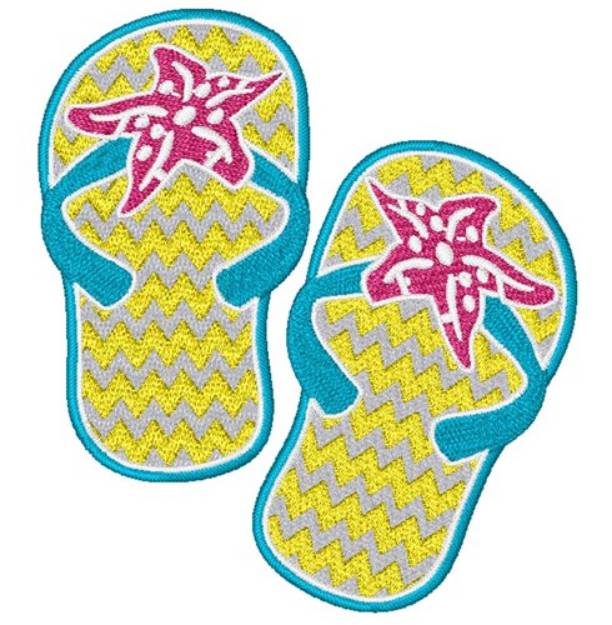 Picture of Starfish Flip Flops Machine Embroidery Design