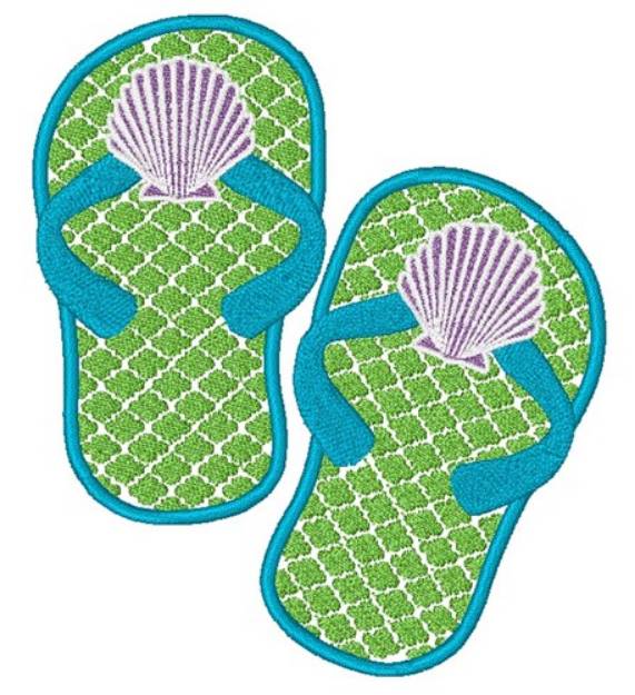 Picture of Seashell Flip Flops Machine Embroidery Design