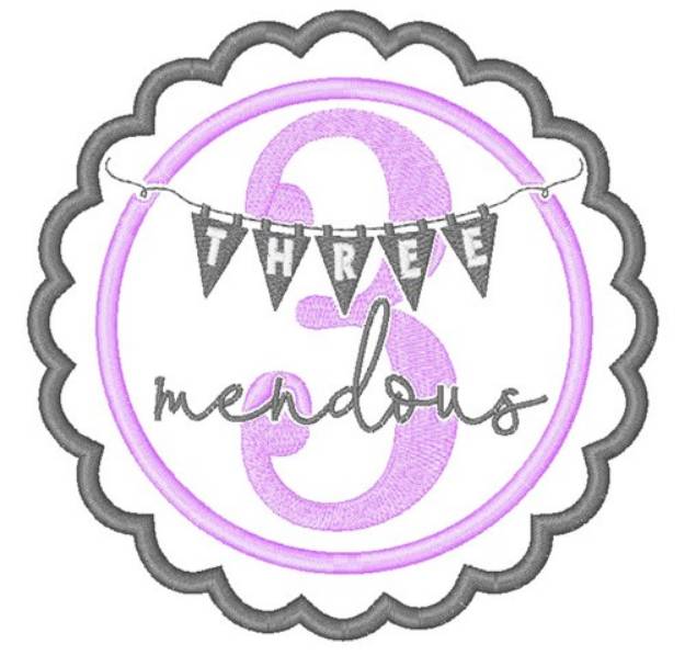 Picture of Three-Mendous Birthday Machine Embroidery Design