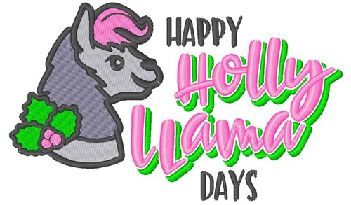 Happy Holly Llama Days Machine Embroidery Design