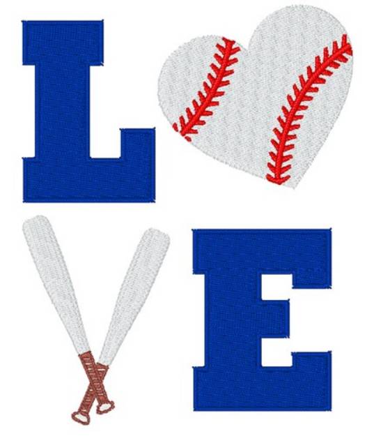 Picture of Love Baseall Machine Embroidery Design