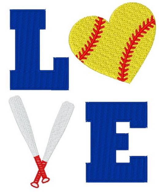 Picture of Love Softball Machine Embroidery Design