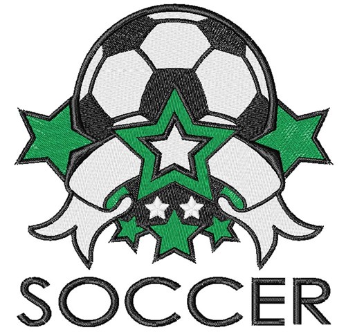 Soccer Banner & Stars Machine Embroidery Design