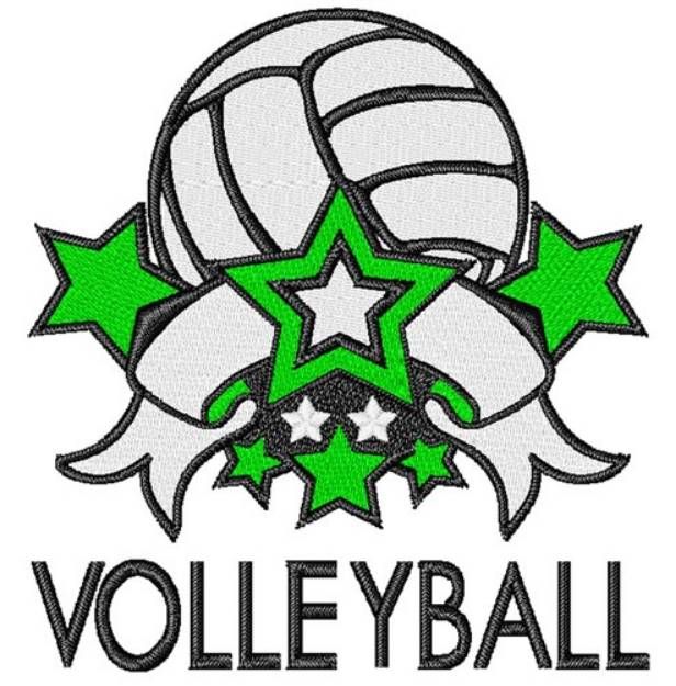 Picture of Volleyball Banner & Stars Machine Embroidery Design