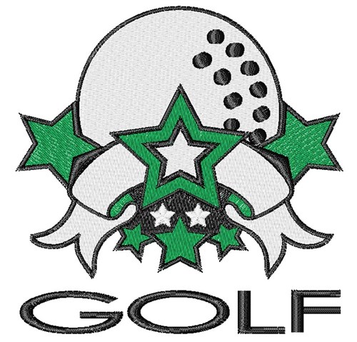 Golf Banner & Stars Machine Embroidery Design