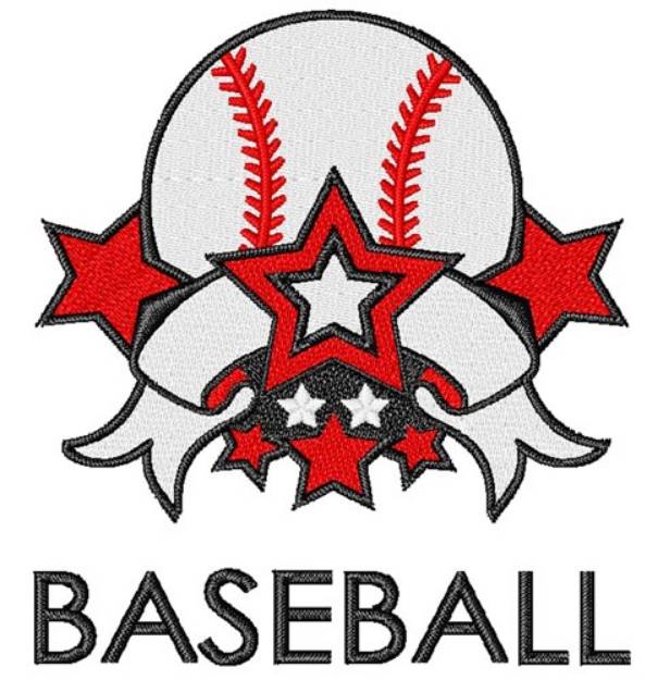 Picture of Baseball Banner & Stars Machine Embroidery Design