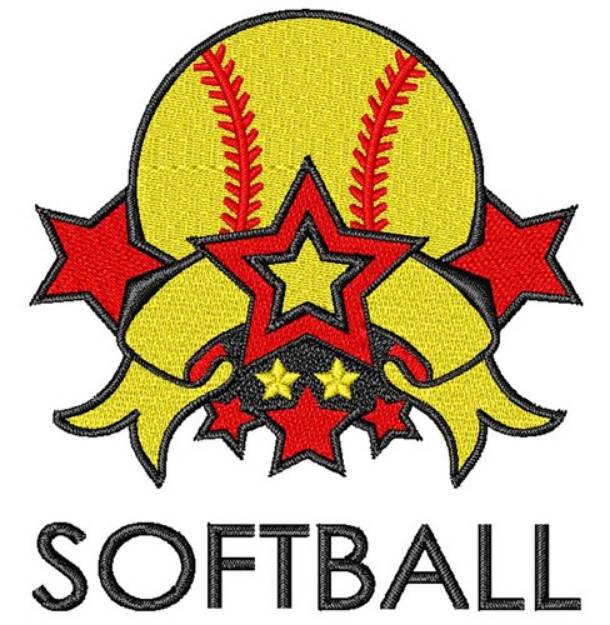 Picture of Softball Banner & Stars Machine Embroidery Design