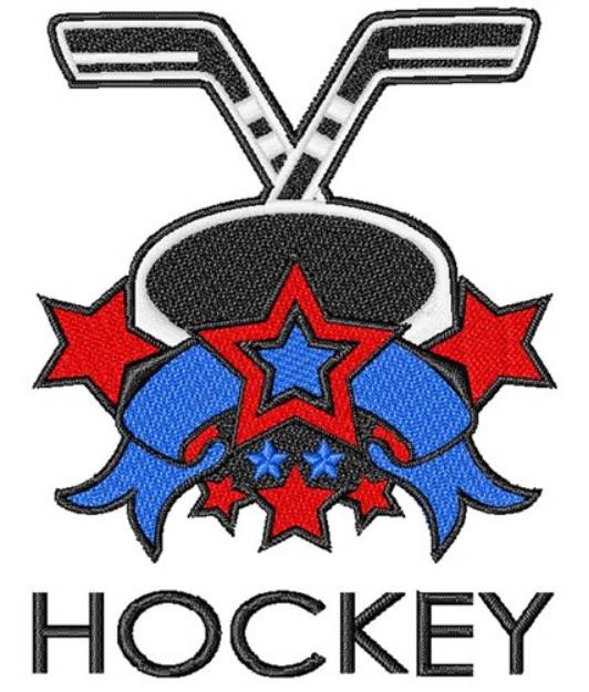Picture of Hockey Banner & Stars Machine Embroidery Design