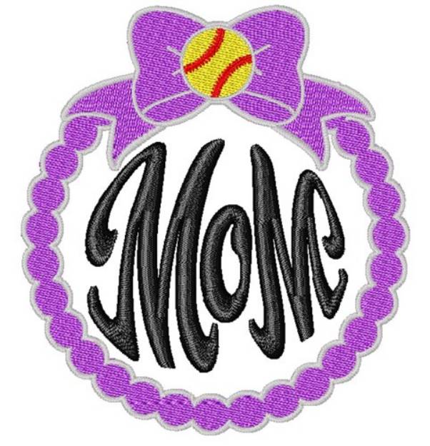 Picture of Softball Mom   Machine Embroidery Design