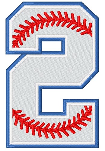 Baseball Number 2 Machine Embroidery Design