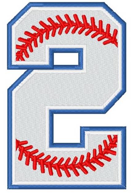 Picture of Baseball Number 2 Machine Embroidery Design