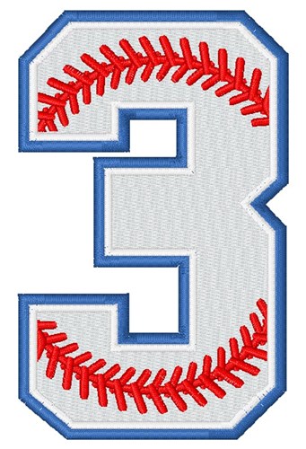 Baseball Number 3 Machine Embroidery Design