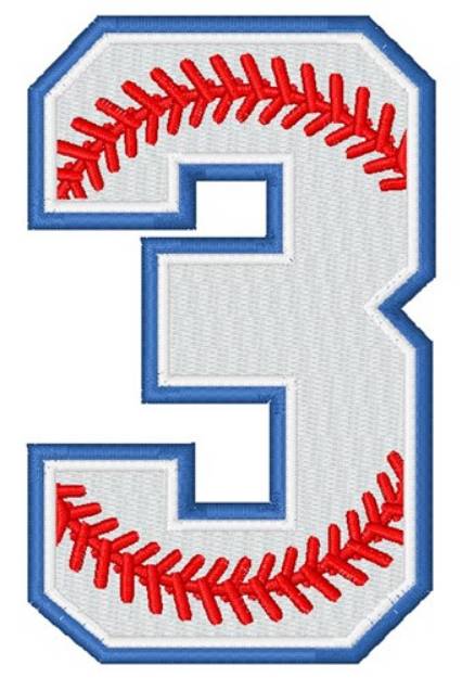 Picture of Baseball Number 3 Machine Embroidery Design