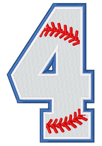 Baseball Number 4 Machine Embroidery Design