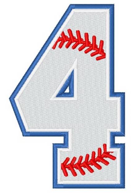 Picture of Baseball Number 4 Machine Embroidery Design